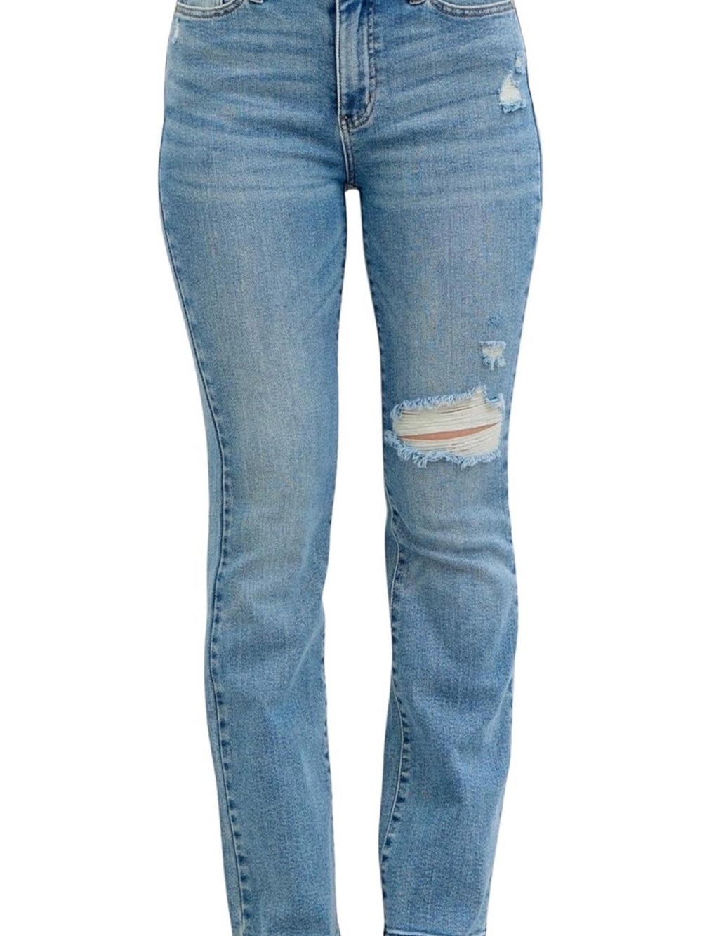 Judy Blue Mid-Rise Distressed and Released Hem  Bootcut Jeans
